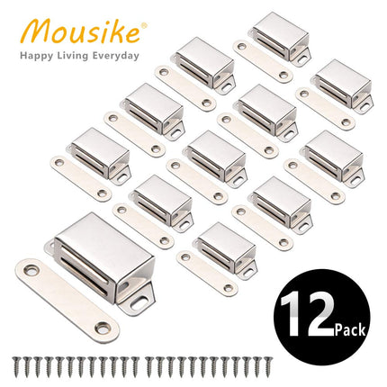 Moosike Cabinet Magnets 30lb Stainless Steel Magnetic Door Catch with Strong Magnetic for Kitchen Cupboard Wardrobe Closet Cabinet Door Drawer Latch(2.1"(Silver 12 Pack)