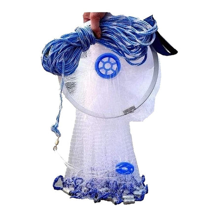 Cast Fishing Net with Aluminum Frame, 0.8inch/2cm Mesh, 7.8-13.8ft/2.4-4.2m Diameter