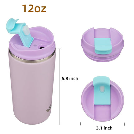 Konokyo Tumbler with Lid, 12 oz Travel Coffee Mug Double Wall Vacuum Stainless Steel Thermal Metal Cup Insulated Water Bottle,Lavender