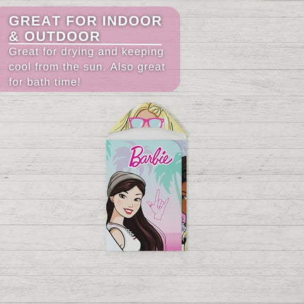 Franco Barbie Bath/Pool/Beach Soft Cotton Terry Hooded Towel Wrap, 24 in x 50 in Kids