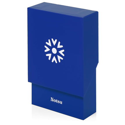 Notsu Centre Rise to Do List Card Planner Box Stand Set | 50 Foldable to-Do Vertical Notecards 3x5, Productivity Index Card Organizer Tab Dividers, Desk Card Holder Stand (Blue)