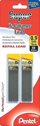 Pentel Super Hi-Polymer Lead Refill, 0.9 mm Thick, HB, 60 Pieces of Lead (C29BPHB2)