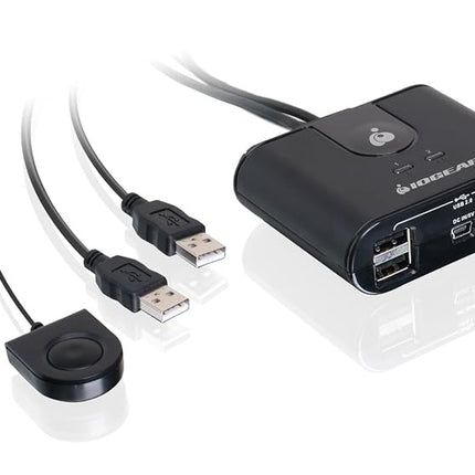 IOGEAR USB 2.0 2x4 Peripheral Switching Hub - 2 PC Share To 4 USB Devices - Up To 480Mbps - Mobile Devices Charging - Mouse/Keyboard - Printer - Scanner - EX HD - LED Indicators w/Remote - GUS402