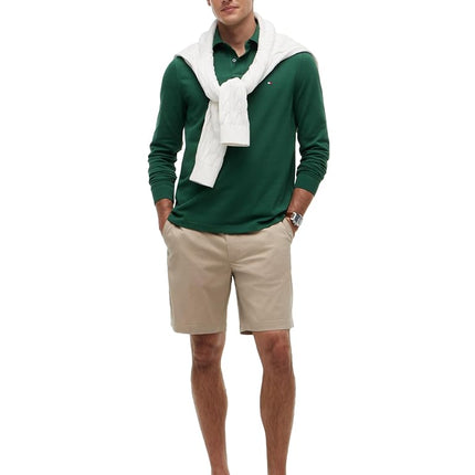 Tommy Hilfiger Men's Long Sleeve Polo Shirts in Regular Fit with Stretch and Organic Pique Cotton, Street Green, S