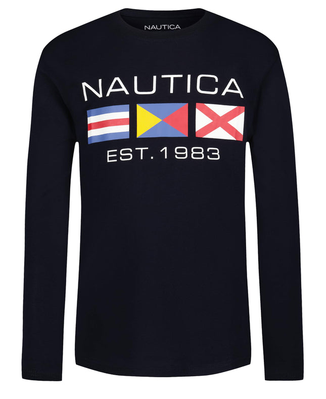 Nautica Boys' Long Sleeve Graphic Crew Neck T-Shir