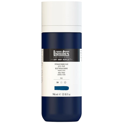 Pintura Acrílica Profesional Liquitex Soft Body Botella de 32 oz, Azul ftalocianina (Tono verde)