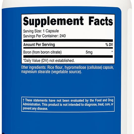 Nutricost Boron Capsules 5mg, 240 Vegetarian Capsules - Gluten Free and Non-GMO