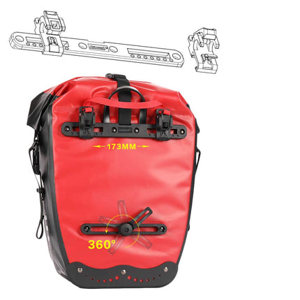 Rhinowalk Bike Bag Waterproof Bike Pannier Bag 27L,(for Bicycle Cargo Rack Saddle Bag Shoulder Bag Laptop Pannier Rack Bicycle Bag Professional Cycling Accessories)-Red