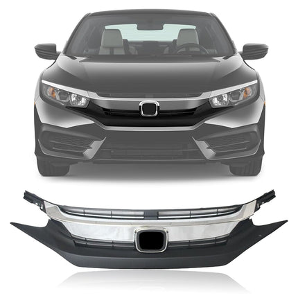 Calandre avant Kspeed pour Honda Civic 2016 2017 2018, noire avec moulure chromée, pièce de remplacement pour calandre supérieure avant
