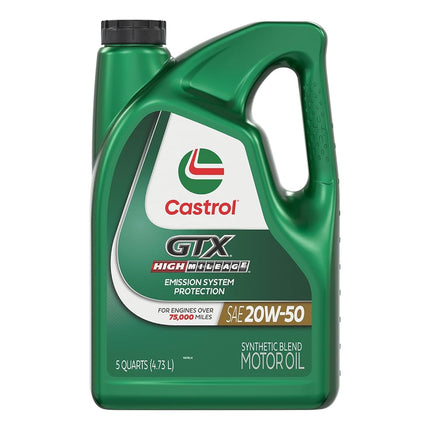 Castrol 03112 GTX High Mileage 20W-50 Motor Oil - 5 Quart