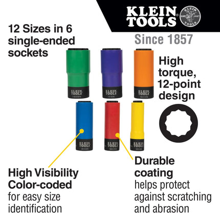 Coated Socket Set 12-Point 6-Piece
