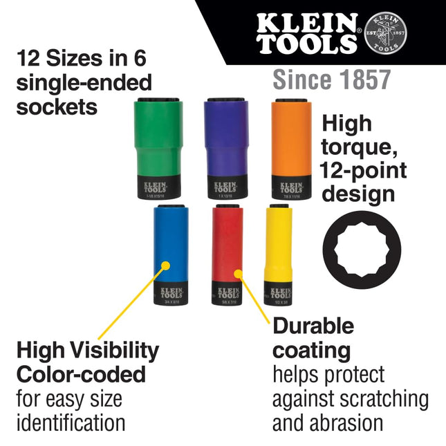 Coated Socket Set 12-Point 6-Piece