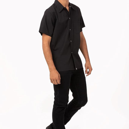 Chef Works Men's Utility Cook Shirt, Black, XS