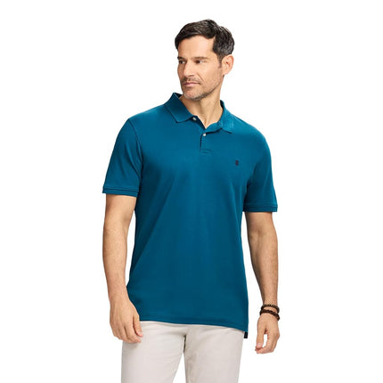 Izod Men's Short Sleeve Interlock Polo Shirt, Legion Blue Solid, Small