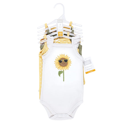 Hudson Baby Unisex Baby Cotton Sleeveless Bodysuits, Sunflower, 9-12 Months