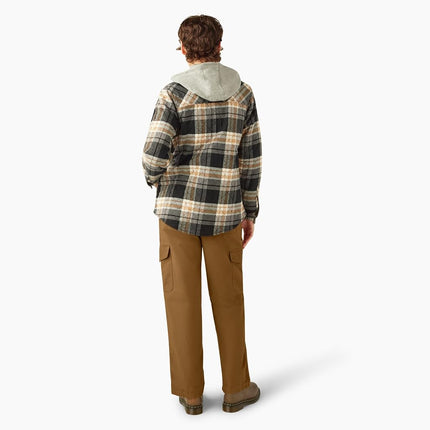 Chaqueta de camisa con capucha de franela para mujer Dickies, negra, XXL