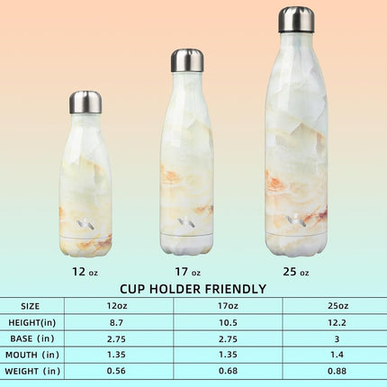 Konokyo 17oz Stainless Steel Insulated Water Bottles Sports Water Bottle,Marble-Jade