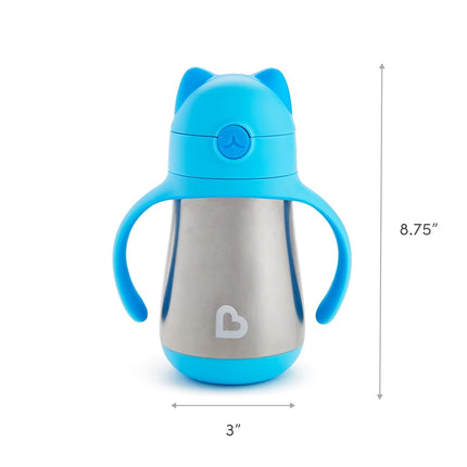 Munchkin Cool Cat Stainless Steel Straw Cup - Blue (8oz/240ml)