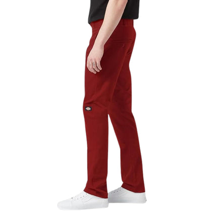 Dickies Men's Skinny Straight Double Knee Work Pant, English Red, 29W x 30L