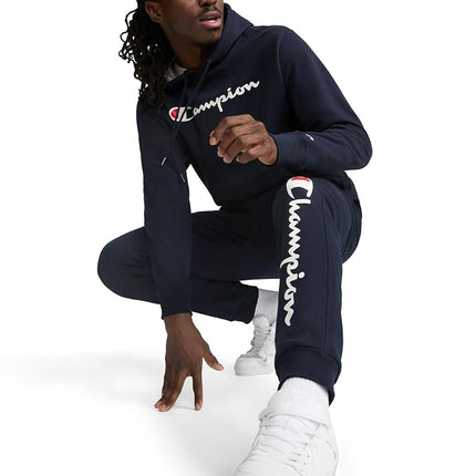Champion Men's Graphic Powerblend Fleece Hood Sweatshirt, Navy, XL