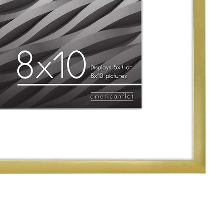 Americanflat 8x10 Photo Frame in Gold - Use as Thin Border 7x5 Photo Frame with Mount or 8x10 Frame without Mount - Picture Frame with Shatter-Resistant Glass and Easel for Wall and Tabletop Display
