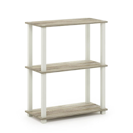 Furinno TURN-S-TUBE 3-Tier Tool-Free Corner Shelf, Sonoma Oak