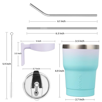 BJPKPK Gobelet de 283,5 ml avec anse et paille en acier inoxydable, tasses isothermes pour eau ou café glacé, Oasis