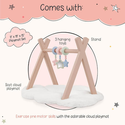 LullaBaby Doll Play Gym Set, 3 Hanging Toys for 14 Inch Baby Dolls