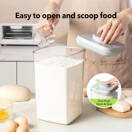 Ankou Food Storage Container Sets, 2.8 Qt + 4.2 Qt Airtight Canisters with Lids and 130ml Scoop, BPA-Free Plastic Pantry Containers for Flour, Sugar, Rice