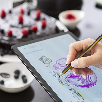 Staedtler Noris digital classic 180 22, EMR stylus, stylus for digital writing and drawing on EMR touch screens (classic hexagonal shape, 4,096 pressure levels, fine 0.7 mm tip), yellow/black