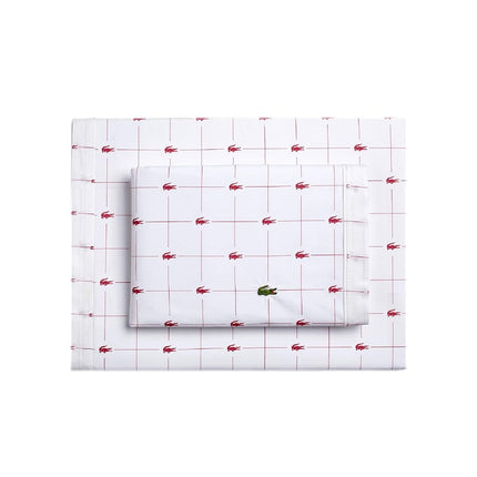 Lacoste Printed Percale Sheet Set King Slice Baroque Rose