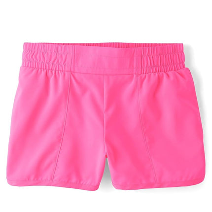 The Children's Place Girls' Athletic Pull on Shorts, Neon Peony, X-Large