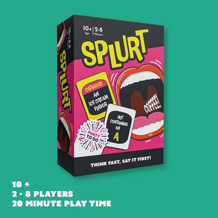 Gamewright - Party to Go - Splurt - Pensez vite, dites-le en premier - 10 ans et plus, 2-8 joueurs