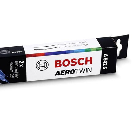Bosch Wiper Blade Aerotwin A942S, Length: 650mm/650mm – Set of Front Wiper Blades - Only for Left-Hand Drive (EU)