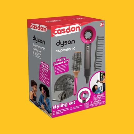 Casdon Dyson Supersonic Styling Set. Interactive Toy Hairdryer for Children Aged 3 Years & Up. Looks and Works Like The Real Thing
