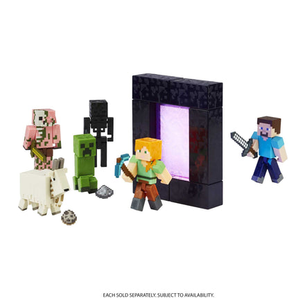 Minecraft Steve Action Figure, 3.25-in, with 1 Build-a-Portal Piece & 1 Accessory, Building Toy Inspired by Video Game, Collectible Gift for Fans & Kids Ages 6+, HFC27