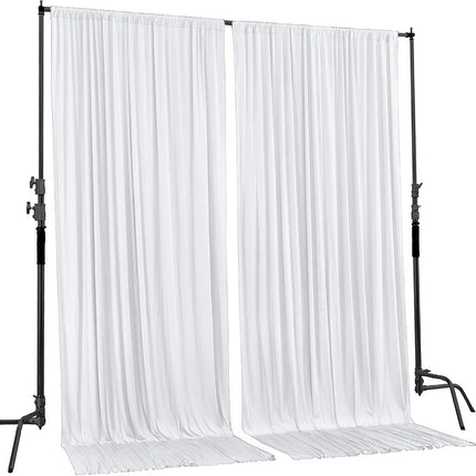 AK TRADING CO. 10 feet x 10 feet IFR Polyester Backdrop Drapes Curtains Panels with Rod Pockets - Wedding Ceremony Party Home Window Decorations - White