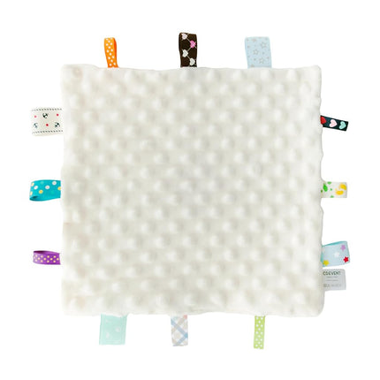 CREVENT Baby Welcome Set Storage Basket with Two Blankets+ A Security Blanket + A Taggie + A Bag with Ribbon (Ivory)