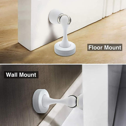 KOLAKO Magnetic Door Stops, 8 Pack White Door Stoppers Magnet Brushed Wall Floor Mount Heavy Duty Modern Door Holders Catch Protector, Magnetic Doorstops with Screws, Keep Door Open