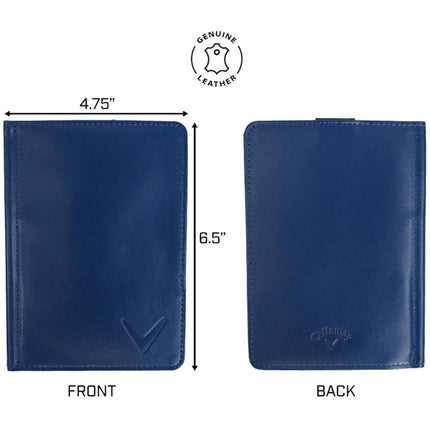 Callaway Golf Leather Bi-Fold Scorecard Holder - Navy Blue Leather Golf scorecard Holder