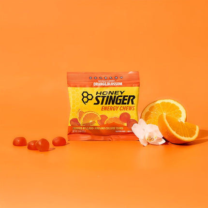 Honey Stinger Organic Orange Blossom Energy Chew | Gluten Free & Caffeine Free | for Exercise, Running and Performance | Sports Nutrition for Home & Gym, Pre and Mid Workout | 12 Pack, 21.6 Ounce