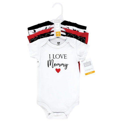Hudson Baby Baby Bodysuits de algodón, niña Mommy Red Black, recién nacido