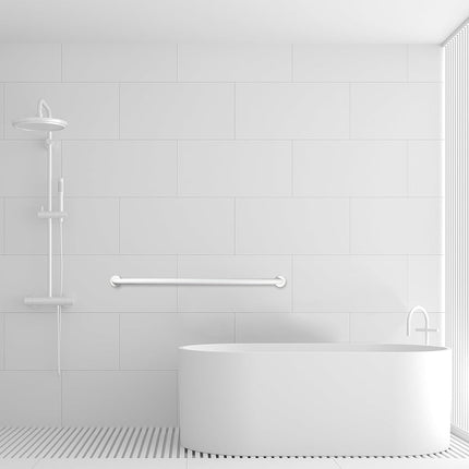 Rackickyer Shower Grab Bar, 2 Pack 39.4 Inch White Bathroom Grab Bar, 1.25" Diameter 304 Stainless Steel Anti-Slip Grab Bars for Bathtubs and Showers, Handicap Shower Grab Bar for Seniors Elderly