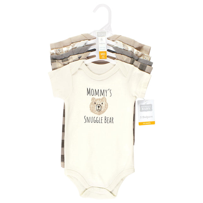 Hudson Baby Unisex Baby Cotton Bodysuits 5-pack, Snuggle Bear, Preemie
