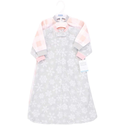 Saco de dormir de lana de manga larga unisex de Hudson Baby, color rosa gris con copos de nieve, de 0 a 9 meses