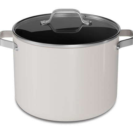 Cream 12.5 Quart Aluminum Stock Pot with Lid, Nons