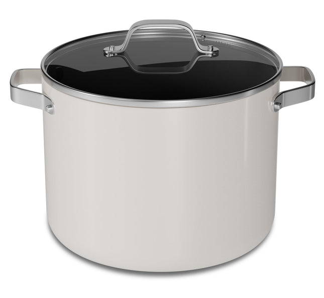 Cream 12.5 Quart Aluminum Stock Pot with Lid, Nons