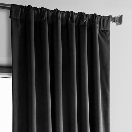 HPD Drapes Heritage Velvet Plush Curtains 108 Drop Blackout Curtains Bedroom Living Room 50 x 108 Inch 1 Panel Black