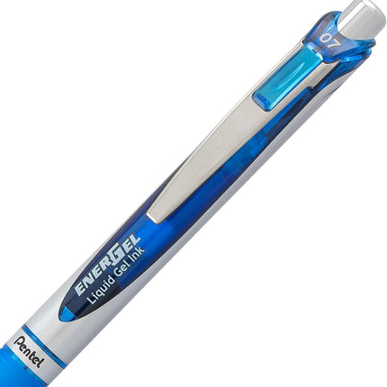 Pentel RTX Energel Liquid Gel Ink Pens 0.7 mm - Pack of 10 Blue Pens - Metal Tip Energel 0.7 mm Medium Point Pens