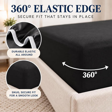 Luxury king fitted brushed microfiber, Black
